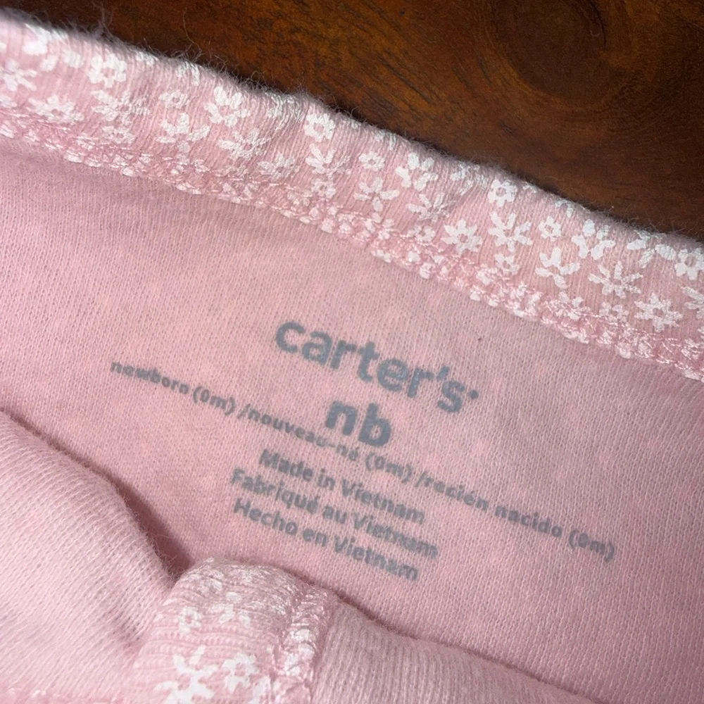 Carter's Pink Floral‎ and Polka Dot Footies bundle
